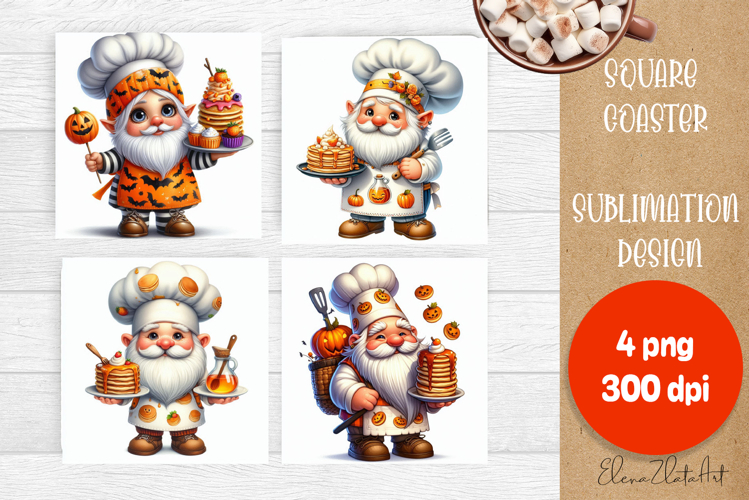 Halloween Sublimation Coaster Design, Halloween Gnome PNG