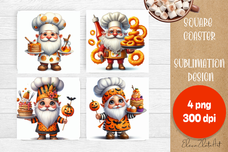 Halloween Sublimation Coaster Design, Halloween Gnome PNG