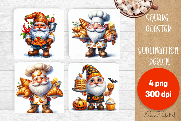 Halloween Sublimation Coaster Design, Halloween Gnome PNG