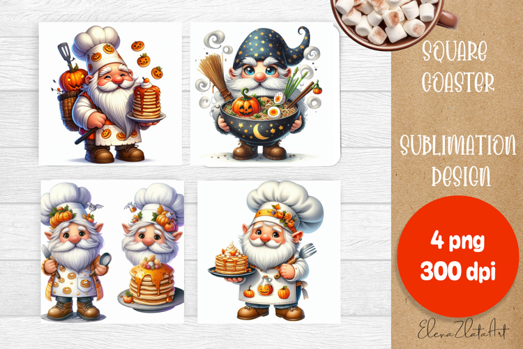 Halloween Sublimation Coaster Design, Halloween Gnome PNG