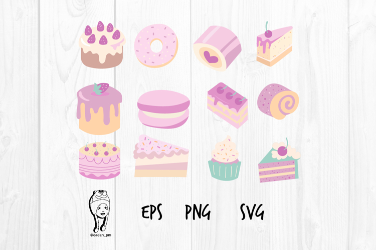 Cakes and cookies surface clipart design