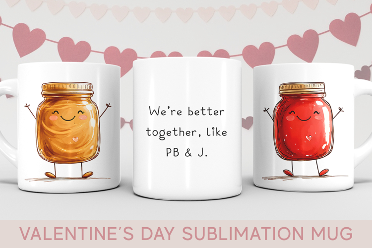 Valentines Day Sublimation Mug Wrap, couple mug wrap