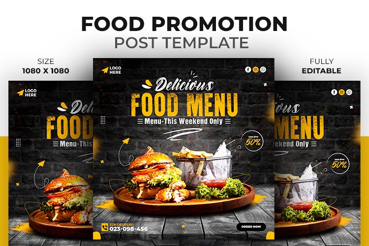 Food Social Media promotion instagram banner post design example image 1