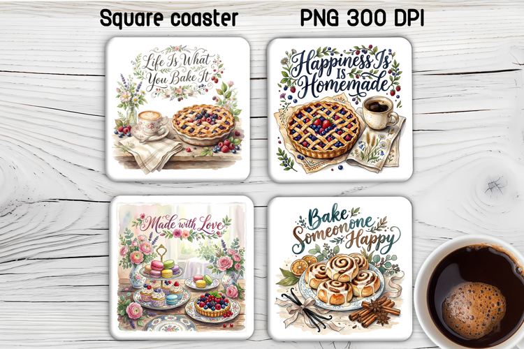 Baking Quotes Square Coaster PNG