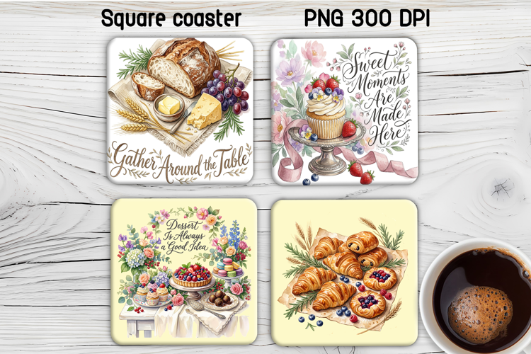 Sweet Bakery Square Coaster PNG