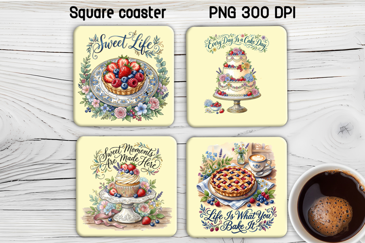 Sweet Life Baking Square Coaster PNG
