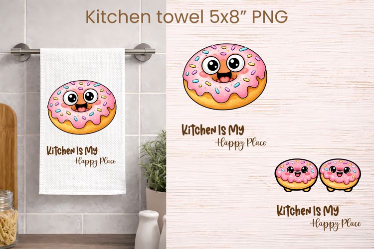Funny food and drink character kitchen towel PNG design