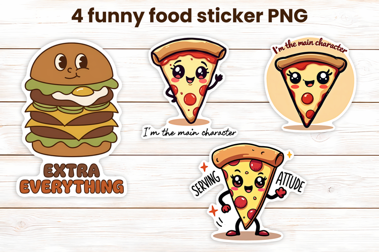 Sarcastic quote food character stickers printable