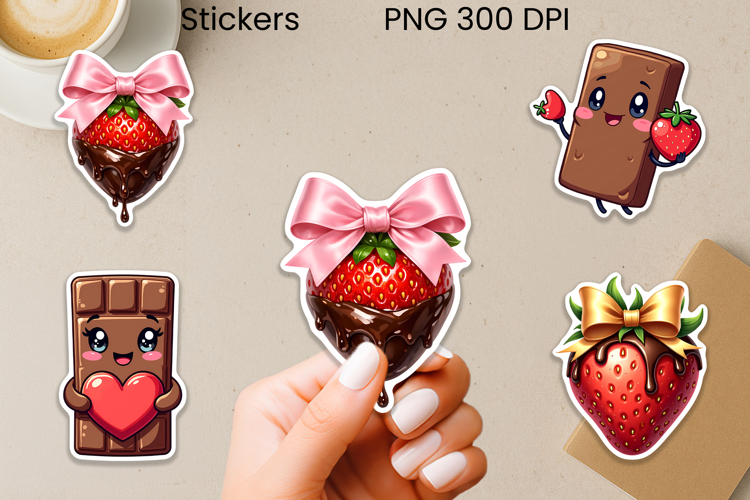 Funny chocolate stickers | Strawberry chocolate sticker PNG