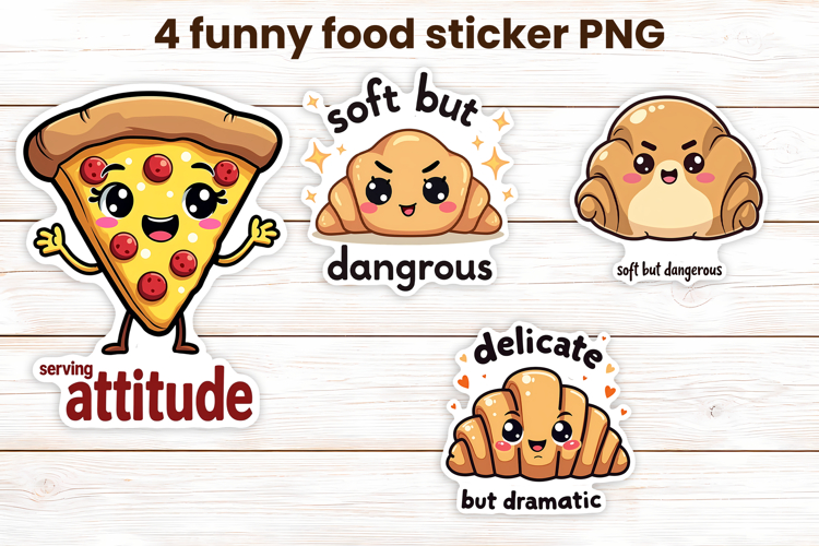 Sarcastic quote food character stickers printable