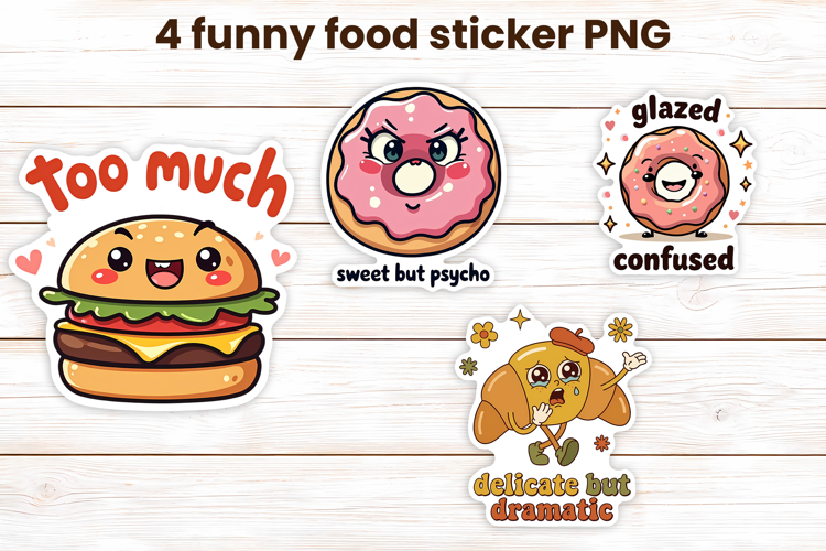 Sarcastic quote food character stickers printable