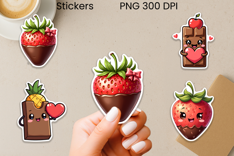 Funny chocolate stickers | Strawberry chocolate sticker PNG