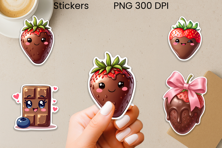 Funny chocolate stickers | Strawberry chocolate sticker PNG