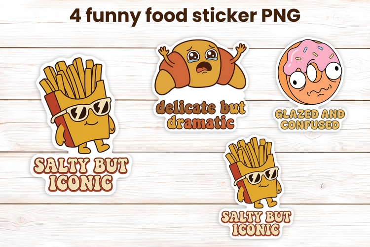 Sarcastic quote food character stickers printable