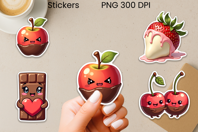 Funny chocolate stickers | Strawberry chocolate sticker PNG