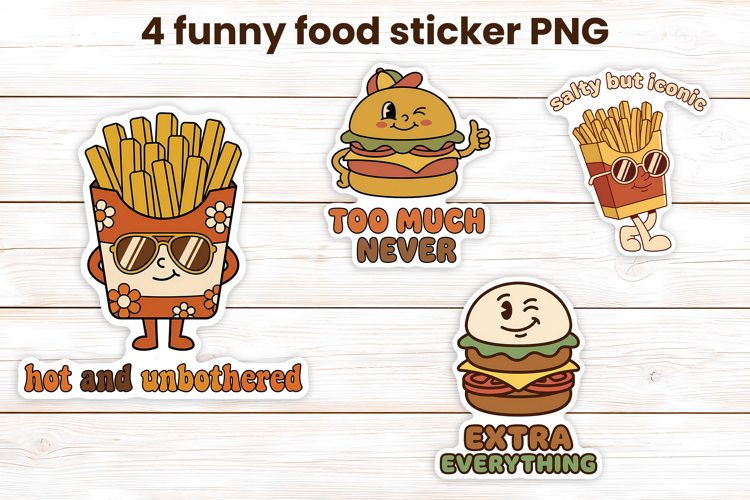 Sarcastic quote food character stickers printable
