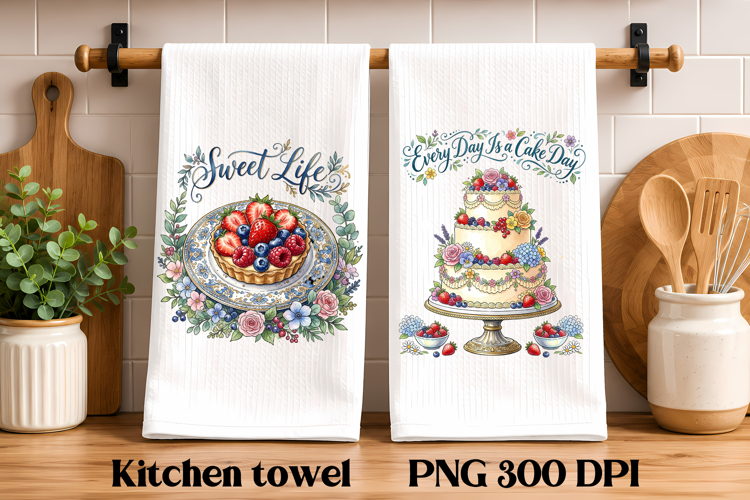 Coffee and Bakery Kitchen Towels PNG