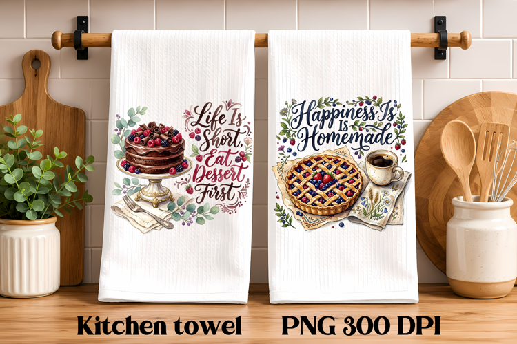 Baking Quote Kitchen Towels PNG