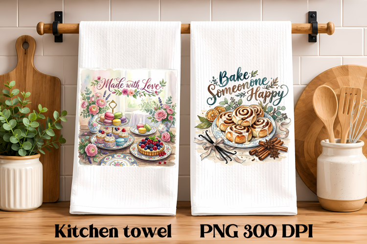 Rustic Bakery Kitchen Towel PNG Design