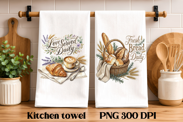 Rustic Bakery Kitchen Towel PNG Design