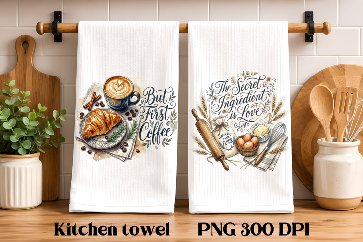 Rustic Bakery Kitchen Towel PNG Design