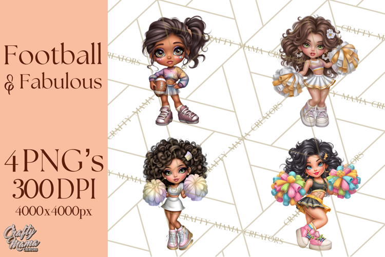Football Girls Clipart PNG, Glitter Game Day Fashion