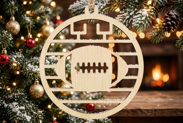 Football Field Ornament SVG, Christmas Laser Cut Design example image 1