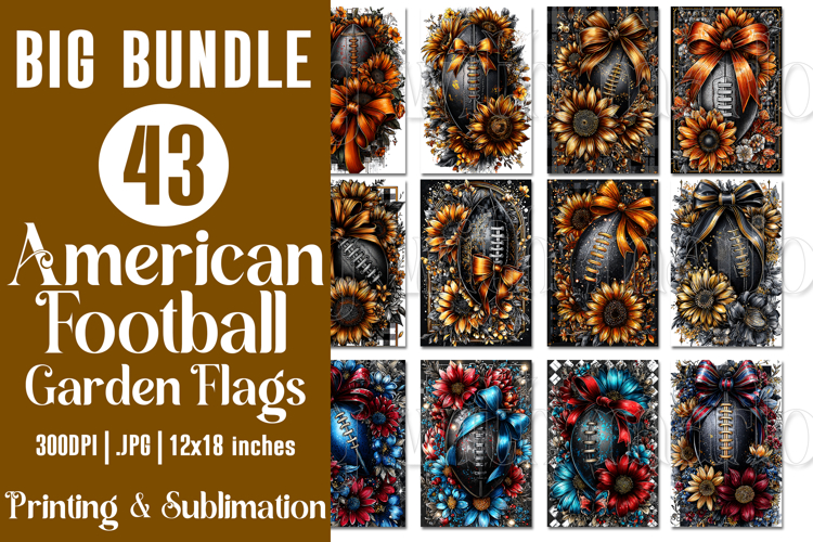 American Football Garden Flag BUNDLE, 43 Garden Flag Bundle
