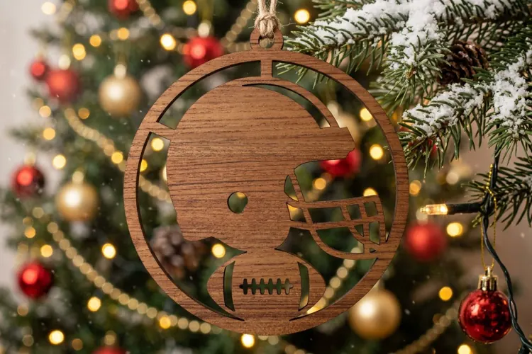 Football Helmet Ornament SVG, Christmas Laser Cut Design