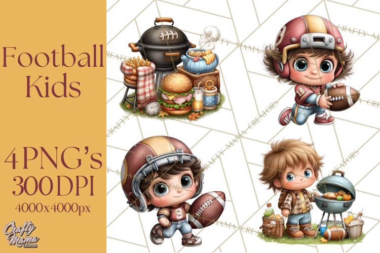 Football Kids Clipart PNG Fall Tailgate Game Day Clip Art