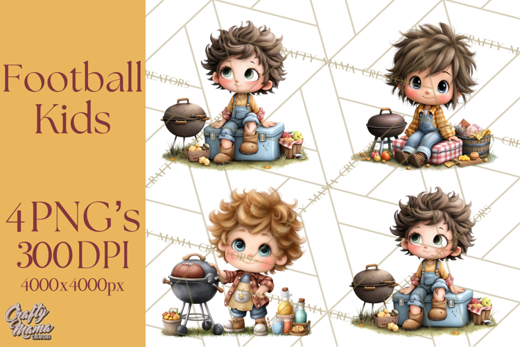 Football Kids Clipart PNG Fall Tailgate Game Day Clip Art