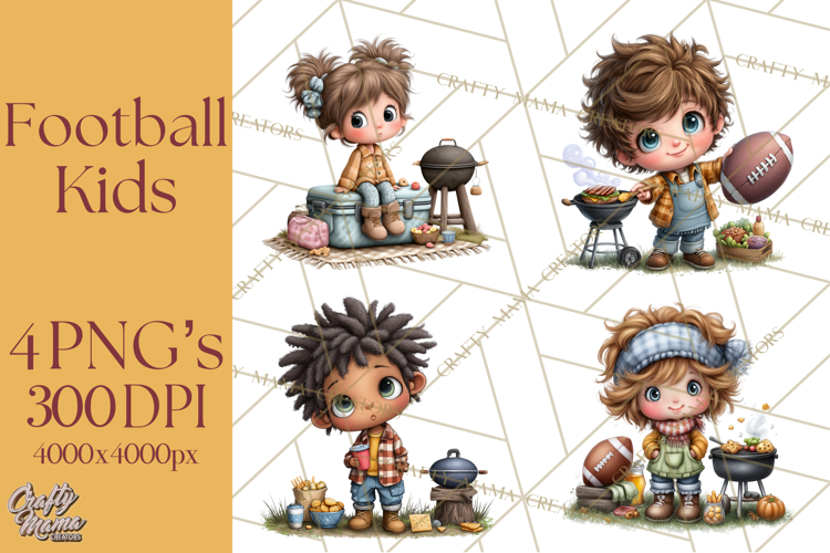Football Kids Clipart PNG Fall Tailgate Game Day Clip Art