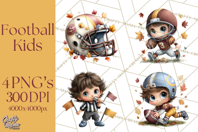 Football Kids Clipart PNG Fall Tailgate Game Day Clip Art