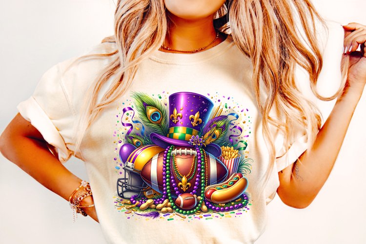Football Mardi Gras PNG, Mardi Gras Football Sublimation