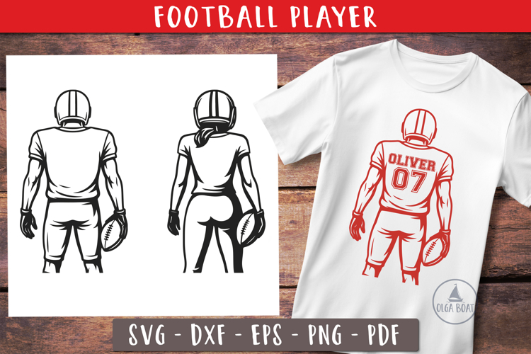 Football Player Boy Girl Back View SVG designs