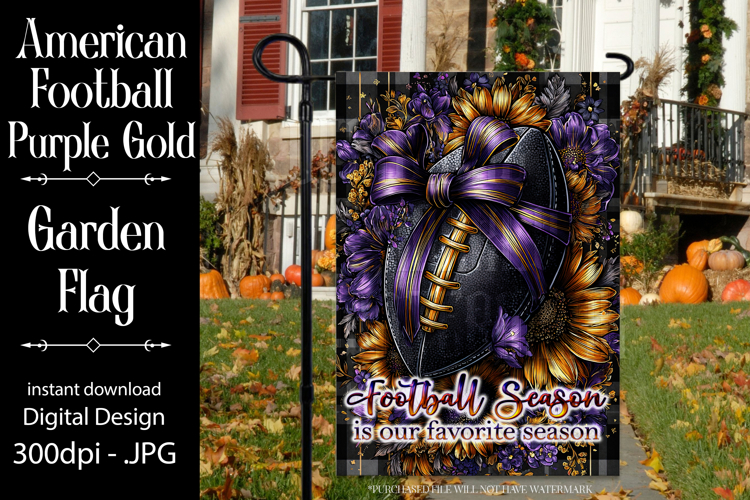Football Garden Flag, Purple Gold Football Garden Flag, d3