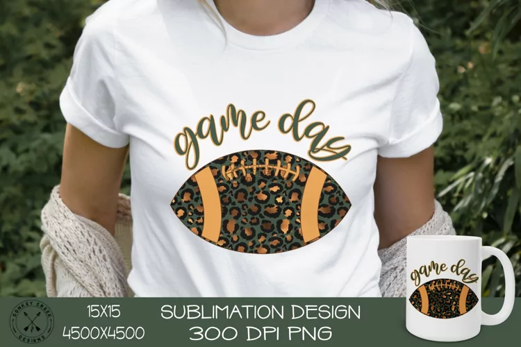 Football Sublimation Design|Game Day| Glitter Leopard PNG