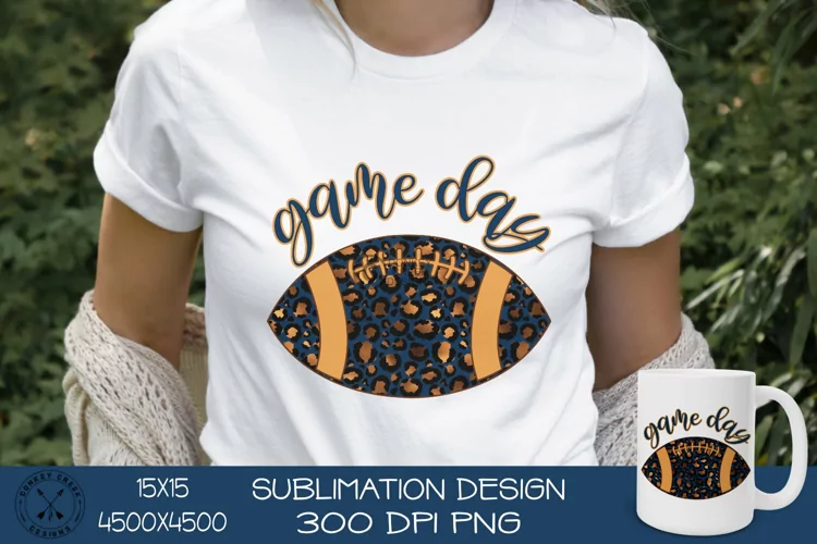 Football Sublimation Design|Game Day| Glitter Leopard PNG