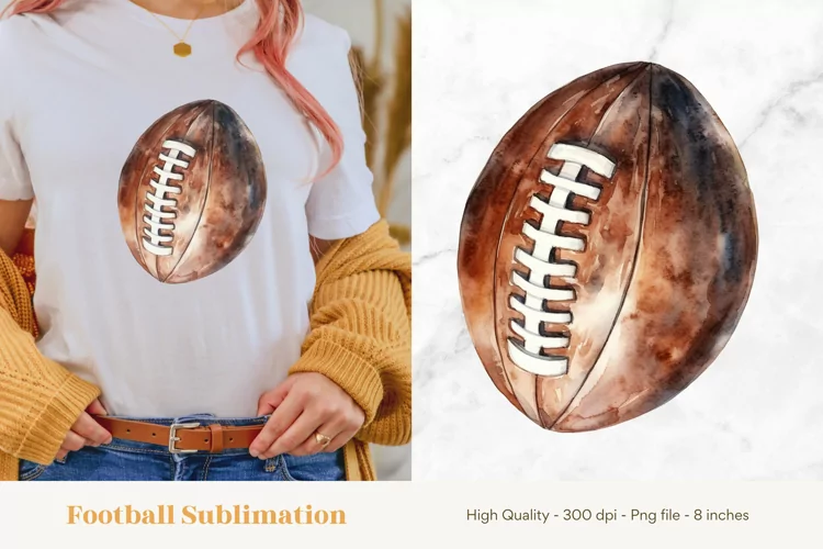 Football Sublimation Png | Watercolor Football Clipart Png