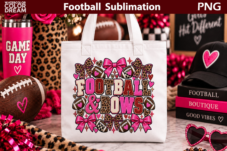 Football and Bow | Coquette Sports Sublimation