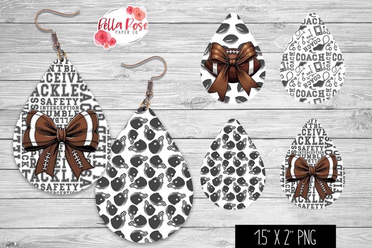 Football | 4 Sets of Teardrop Earrings PNG