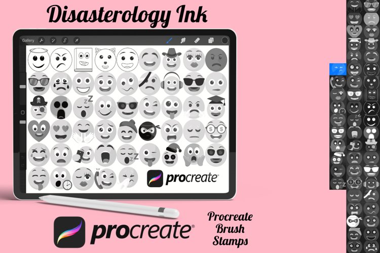 Emojis Set 1 Procreate Brush Stamps, 50 Emoji Stamps