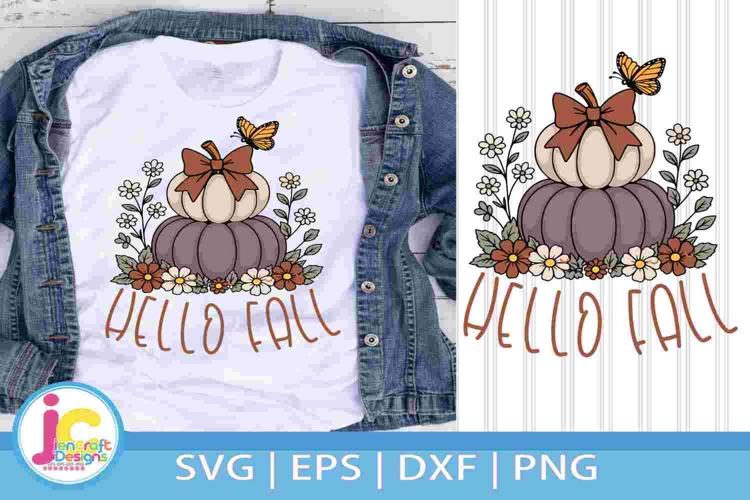 Hello Fall Monochromatic fall, Floral pumpkins svg