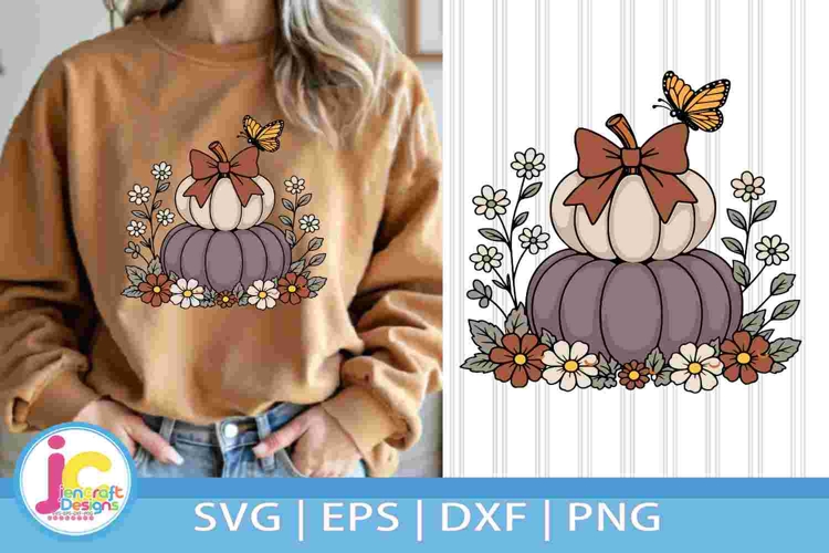 Monochromatic fall, Floral pumpkins svg
