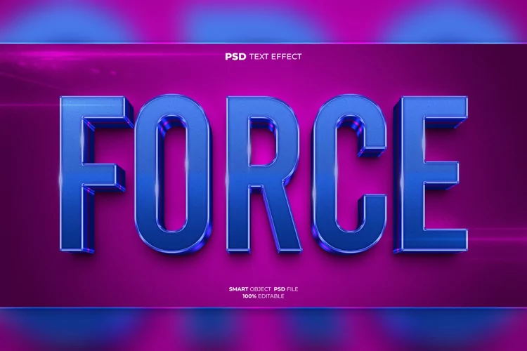 Force 3D editable text effect