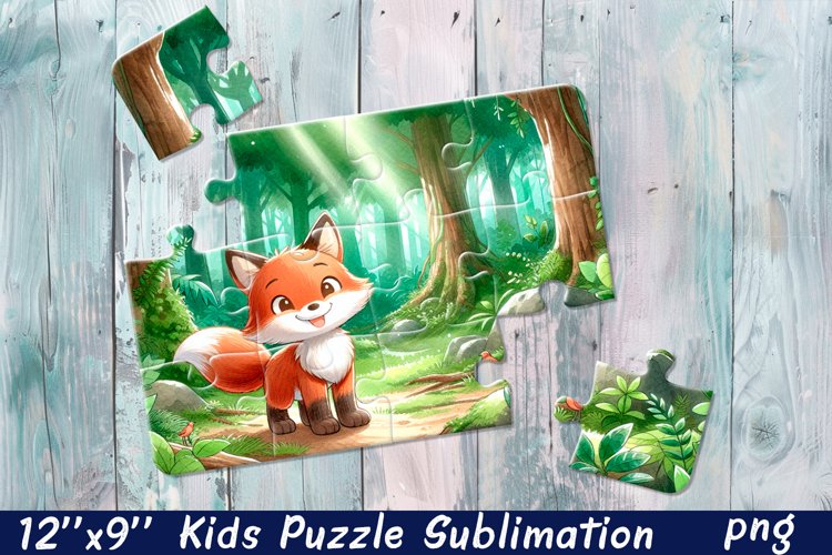 Fox Puzzle Design. Animals Puzzle Sublimation