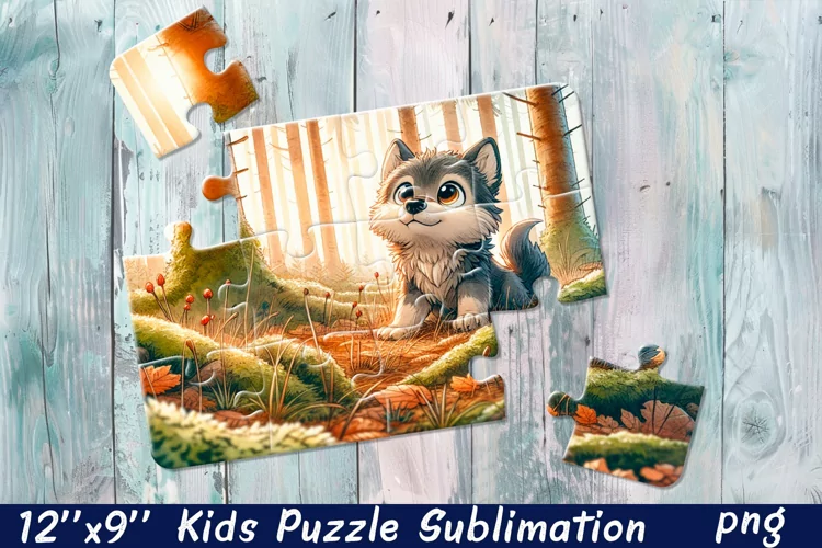 Wolf Puzzle Design. Animals Puzzle Sublimation