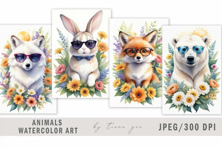 Cute wild forest animal illustrations for prints- 4 Jpeg
