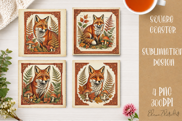 Autumn Forest Animals Coaster | 16 PNG Sublimation Designs