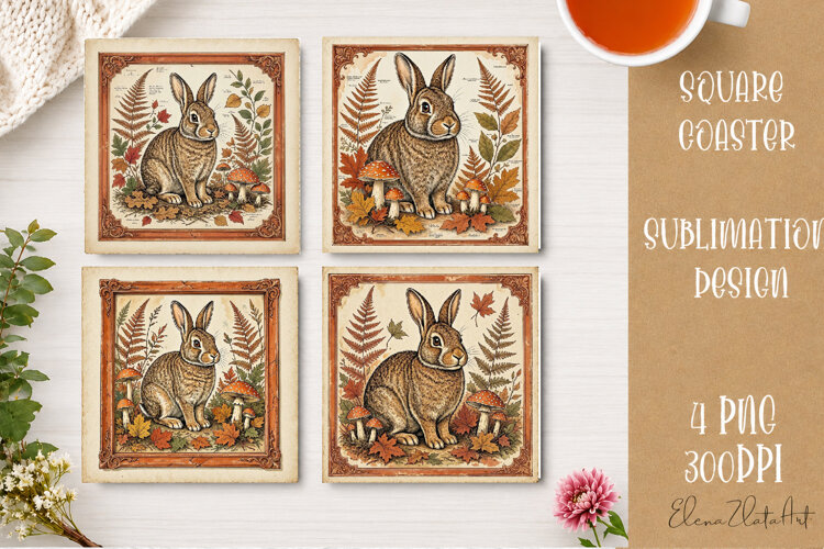 Autumn Forest Animals Coaster | 16 PNG Sublimation Designs example image 1